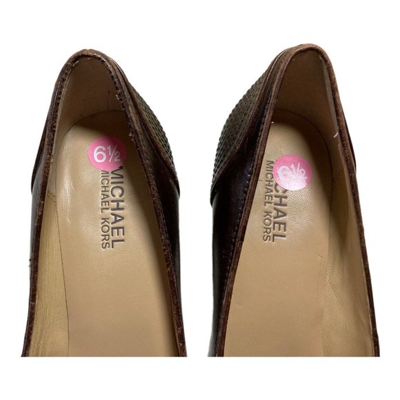Michael Kors Brown Leather Round Toe Platform Chunky Heels Pumps 6.5M - Picture 7 of 10